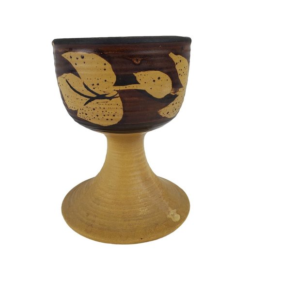 Bennett Welsh MCM Vintage Pacific Stoneware Pottery Goblet Cup 1972 Signed - Picture 3 of 7